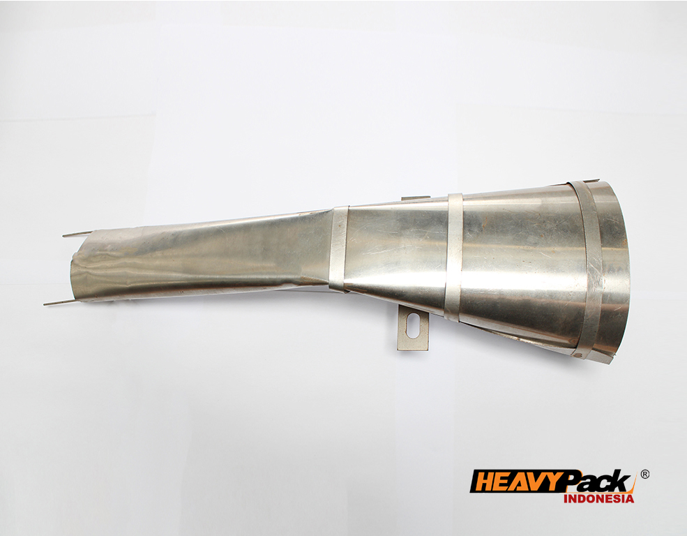 Funnel Corong Ukuran 20 Cm BSS Untuk mesin FZS 500BSS yang berfungsi untuk membentuk plastik dalam pengemasan produk